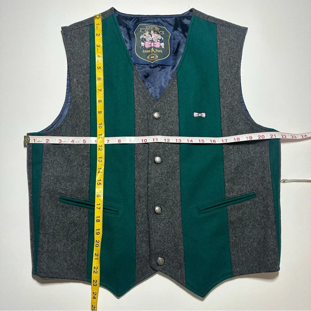 Eden Park Wool-Blend Heritage Kick-Off 1987 Button Up Vest Waistcoat, Mens Large - Picture 11 of 12